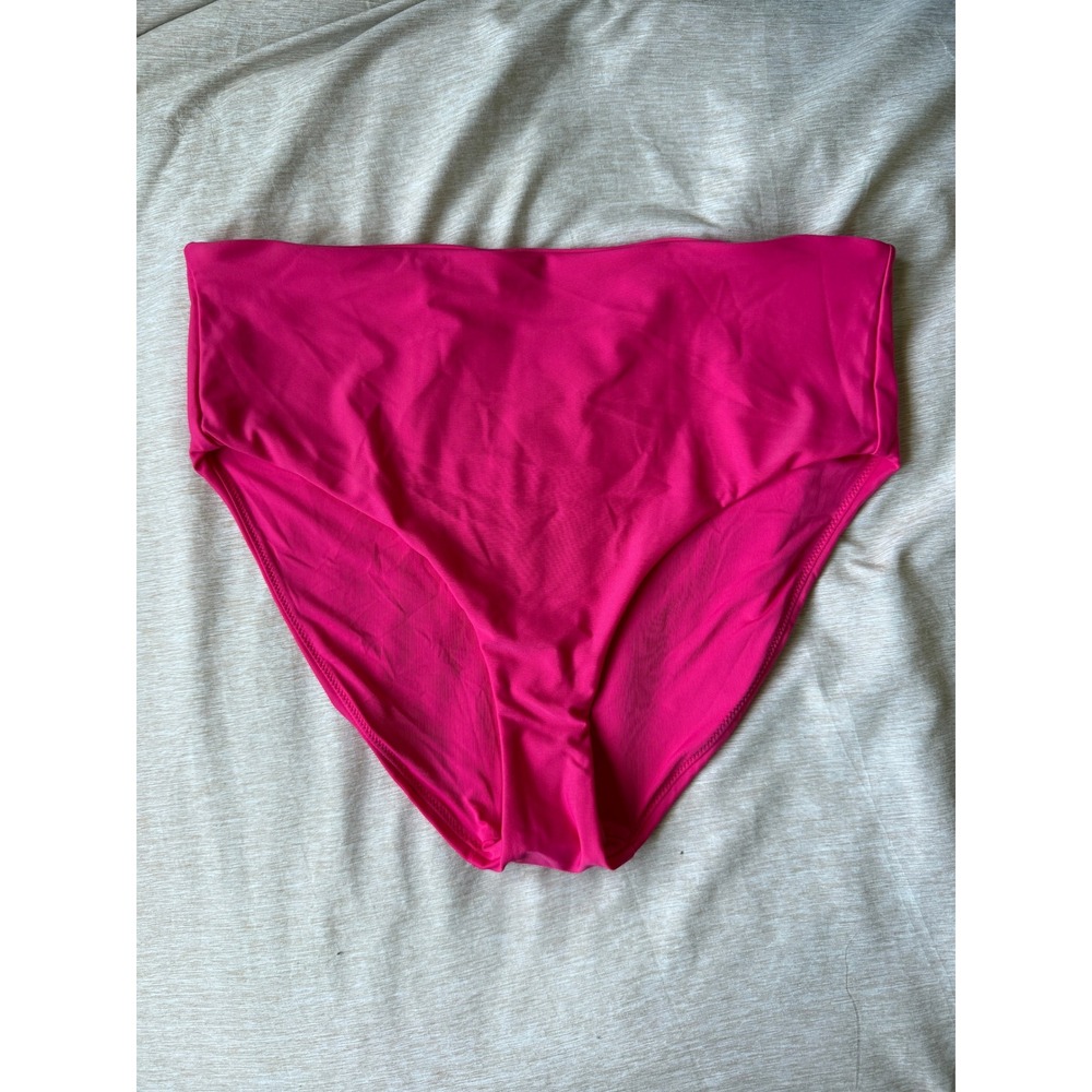 quince hot pink italian high-rise bikini bottom swimsuit, women size x-large xl
